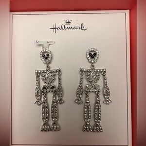 Hallmark skeleton rhinestone earrings